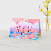 Flamingo's in Parade Kaart (Gele Bloem)