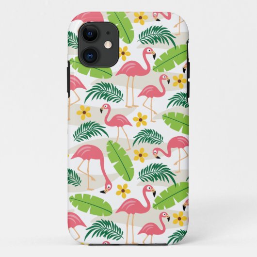 Flamingos in paradijs Hoesje-Mate iPhone Case (Achterkant)
