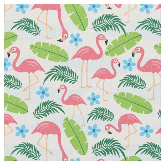 Flamingos in Paradise Fabric Stof (Close Up)