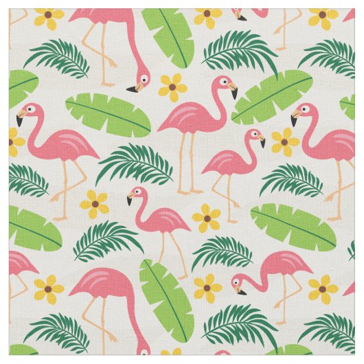 Flamingos in Paradise Fabric Stof (Close Up)
