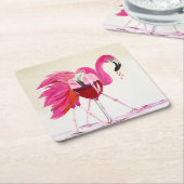 Flamingos in rode wijn kartonnen onderzetters (Schuin)