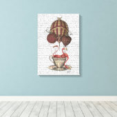 Flamingos in Teacup Canvas Afdruk (Insitu (Houten vloer))