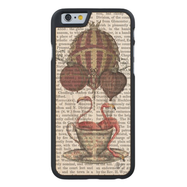 Flamingos in Teacup Carved Wood iPhone Hoesje (Achterkant)