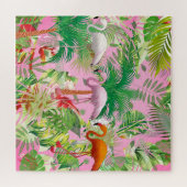 Flamingo's in tropische scène legpuzzel (Horizontaal)