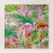Flamingo's in tropische scène legpuzzel (Verticaal)