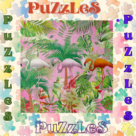 Flamingo's in tropische scène legpuzzel