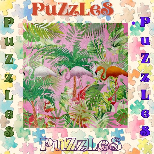 Flamingo's in tropische scène legpuzzel