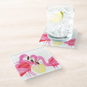 Flamingo's in White Wine Onderzetter Glazen Onderzetter (Schuin)