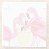 Flamingo's in White Wine Onderzetter Glazen Onderzetter (Achterkant)