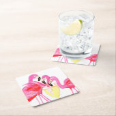 Flamingo's in witte wijn kartonnen onderzetters (Insitu)