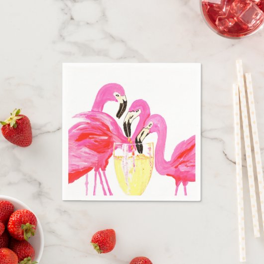 Flamingo's in witte wijn servet (Insitu)