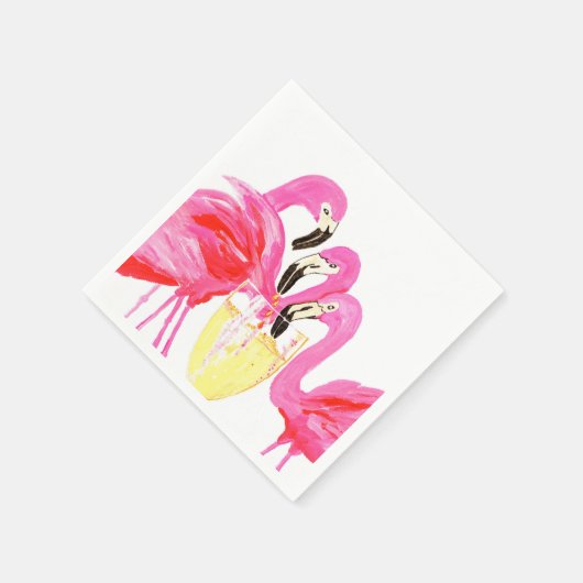 Flamingo's in witte wijn servet (Hoek)