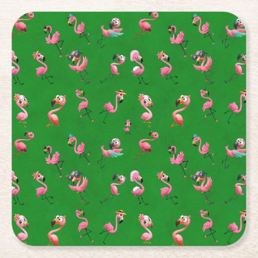 Flamingos Kartonnen Onderzetters (Voorkant)