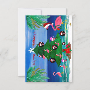 Flamingo's kerstboomkaarten kaart