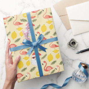 Flamingo's & Kerstman Christmas in July Cadeaupapier