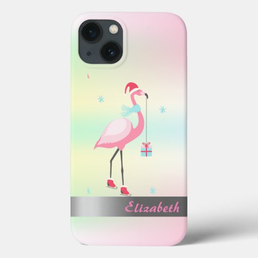  Flamingo's Kerstman Hoed Holografisch Iridescent  Case-Mate iPhone Case (Achterkant)