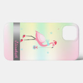  Flamingo's Kerstman Hoed Holografisch Iridescent  Case-Mate iPhone Case (Achterkant (horizontaal))