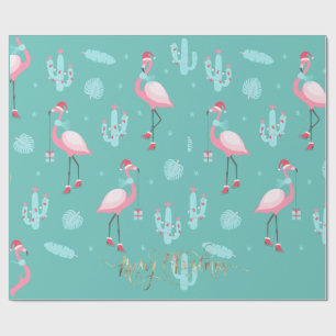 Flamingo's Kerstmannetjeshoed Cadeaus Sneeuwvlokk Cadeaupapier