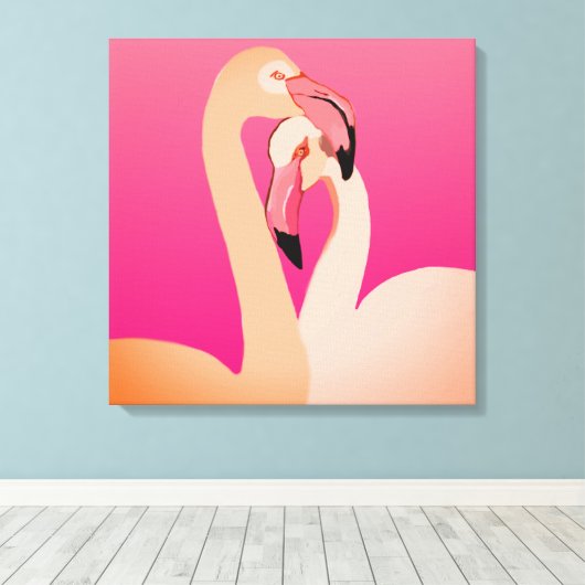 Flamingos kunst aan de muur canvas afdruk (Insitu (Houten vloer))