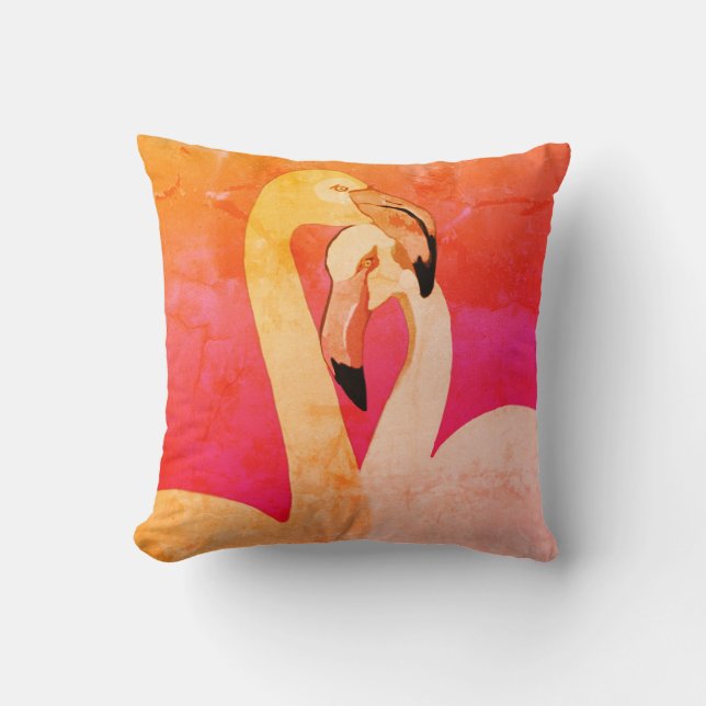 Flamingo's Kunst Kussensloop, Roze Flamingo, Liefd Kussen (Voorkant)