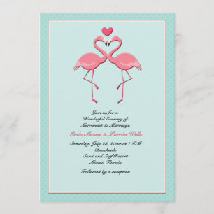 Flamingos Lesbian Wedding Invitation Kaart