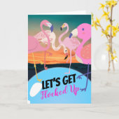 Flamingos Let's krijgen Flocked Up Party Invitatio Kaart (Gele Bloem)