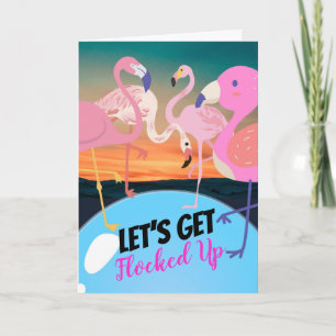 Flamingos Let's krijgen Flocked Up Party Invitatio Kaart