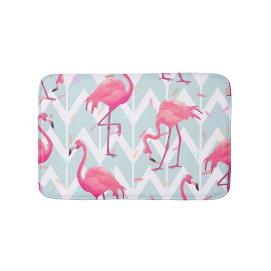 Flamingo's Lichtgrijs: tropisch. Badmat (Voorkant)