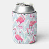 Flamingo's Lichtgrijs: tropisch. Blikjeskoeler (Blikje Achterkant)