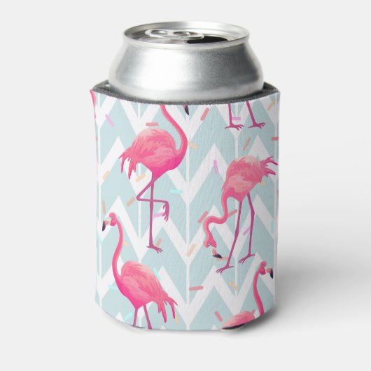 Flamingo's Lichtgrijs:  tropisch. Blikjeskoeler (Blikje Achterkant)