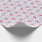 Flamingo's Lichtgrijs:  tropisch. Cadeaupapier (Hoek)