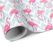 Flamingo's Lichtgrijs:  tropisch. Cadeaupapier (Rol Hoek)