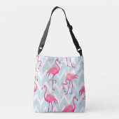 Flamingo's Lichtgrijs: tropisch. Crossbody Tas (Achterkant)