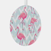Flamingo's Lichtgrijs: tropisch. Glas Ornament (Voorkant Rechts)