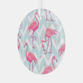 Flamingo's Lichtgrijs: tropisch. Glas Ornament (Voorkant links)