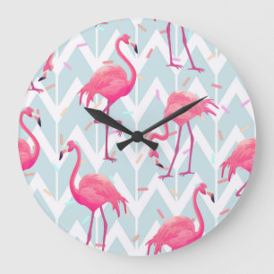 Flamingo's Lichtgrijs: tropisch. Grote Klok