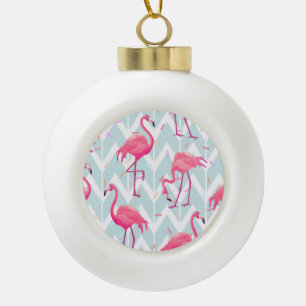 Flamingo's Lichtgrijs: tropisch. Keramische Bal Ornament