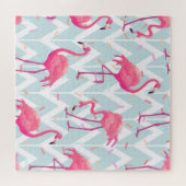 Flamingo's Lichtgrijs: tropisch. Legpuzzel (Horizontaal)