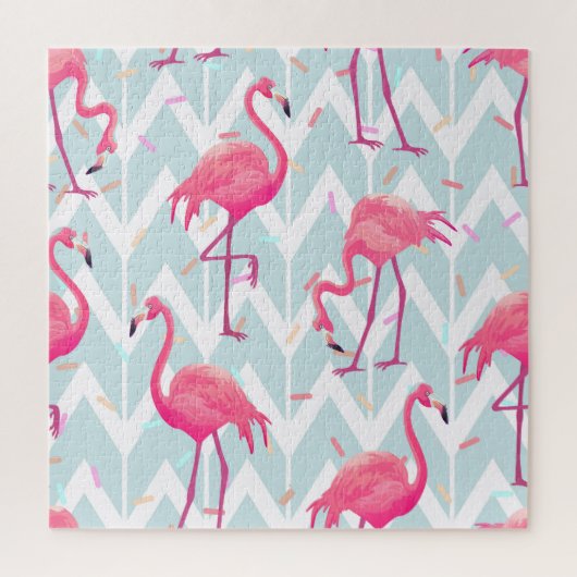 Flamingo's Lichtgrijs: tropisch. Legpuzzel (Verticaal)