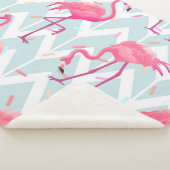 Flamingo's Lichtgrijs:  tropisch. Sherpa Deken (3/4)