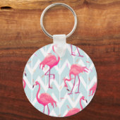 Flamingo's Lichtgrijs:  tropisch. Sleutelhanger (Achterkant)