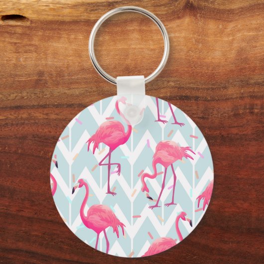 Flamingo's Lichtgrijs: tropisch. Sleutelhanger (Achterkant)