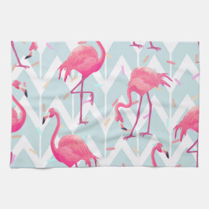 Flamingo's Lichtgrijs: tropisch. Theedoek