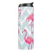 Flamingo's Lichtgrijs: tropisch. Thermosbeker (Gedraaid links)