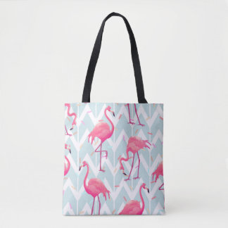 Flamingo's Lichtgrijs: tropisch. Tote Bag