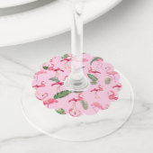 Flamingo's Liefde Patroon 5 Wijnglaslabel (Dichtbij)