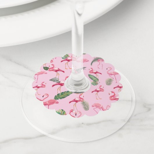 Flamingo's Liefde Patroon 5 Wijnglaslabel (Dichtbij)