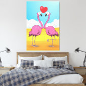 Flamingo's Liefhebben Canvas Afdruk (Insitu (Slaapkamer))
