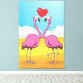 Flamingo's Liefhebben Canvas Afdruk (Insitu (Houten vloer))