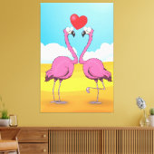 Flamingo's Liefhebben Canvas Afdruk (Insitu (Woonkamer))